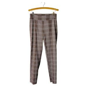 New Directions brown white burgundy plaid preppy stretchy pants 8